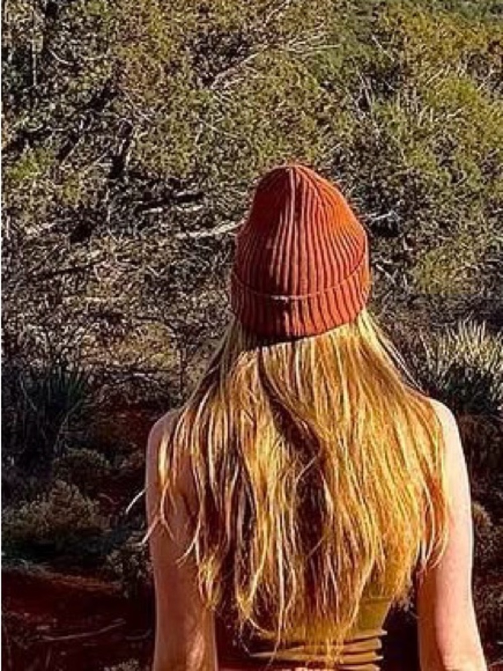 Lucky brand brown Ribbed Foldover cotton Knit Beanie - Rust hat
